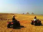 Sunset quad bike Giza Pyramids — golden hour ATV adventure Cairo